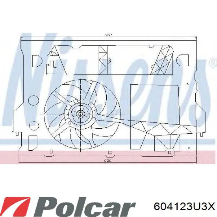 Электровентилятор охлаждения в сборе Polcar 604123U3X цена, от 247.87 USD