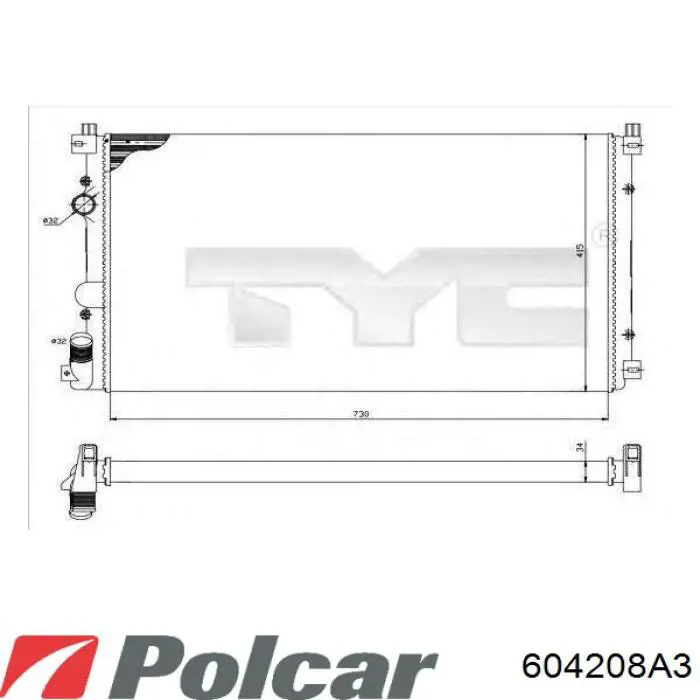 Радиатор 604208A3 Polcar