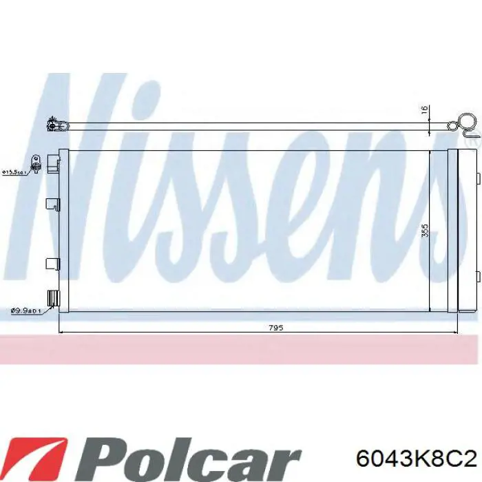 Радиатор кондиционера 6043K8C2 Polcar