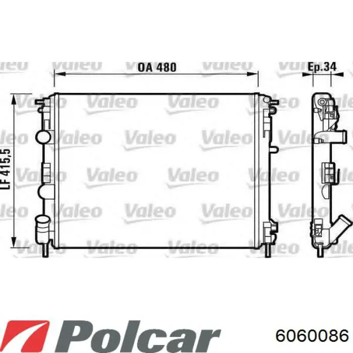 Радиатор охлаждения двигателя Polcar 6060086 цена, от 50.93 USD