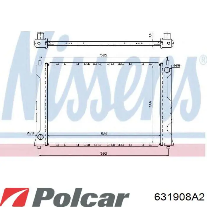 Радиатор охлаждения двигателя Polcar 631908A2 цена, от 37.28 USD