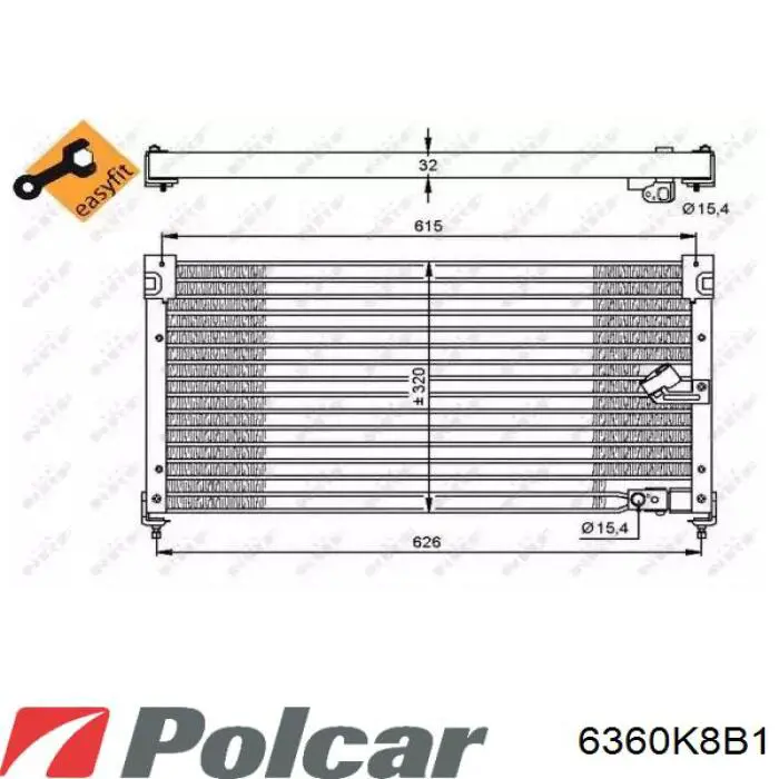 Радиатор кондиционера 6360K8B1 Polcar