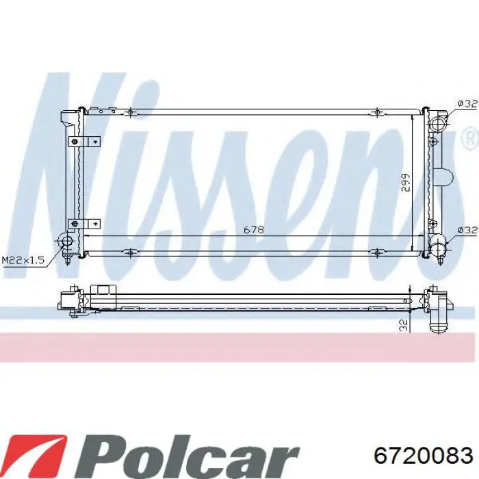 Купить 6720083 Polcar Радиатор водяной