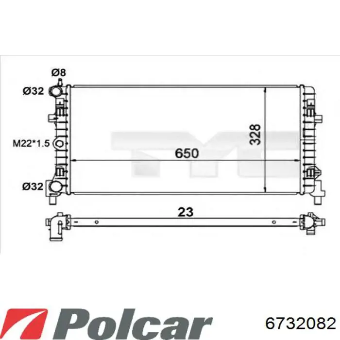 Купить 6732082 Polcar Радиатор водяной