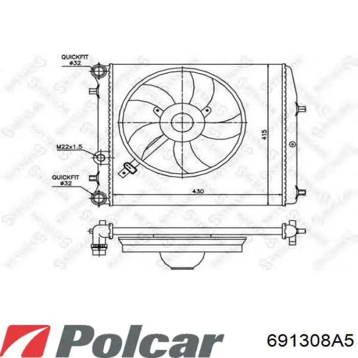Радиатор охлаждения двигателя Polcar 691308A5 цена, от 37.90 USD