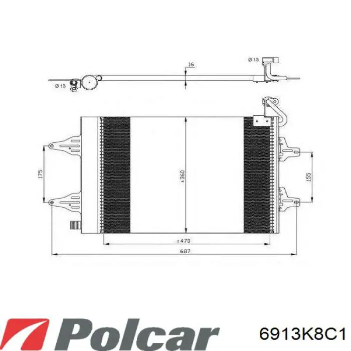 Купить 6913K8C1 Polcar Радиатор системы охлаждения кондиционера