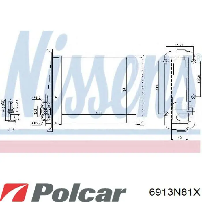 Радиатор печки 6913N81X Polcar