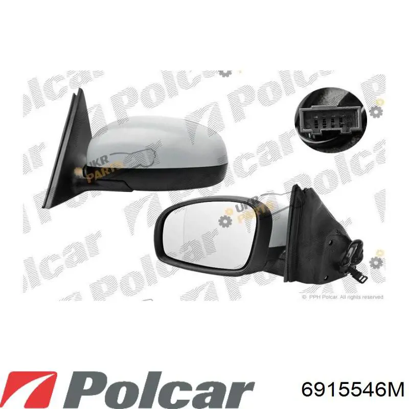 Купить 6915546M Polcar Стекло зеркала заднего вида, левого