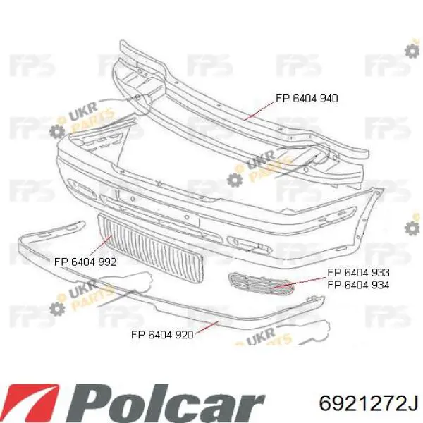 Решетка бампера переднего правая Polcar 6921272J