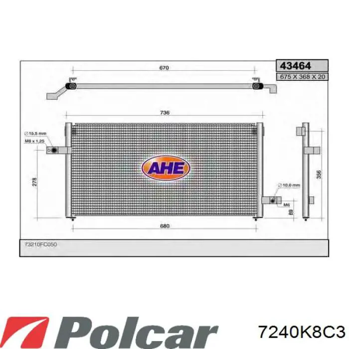 Радиатор кондиционера 7240K8C3 Polcar