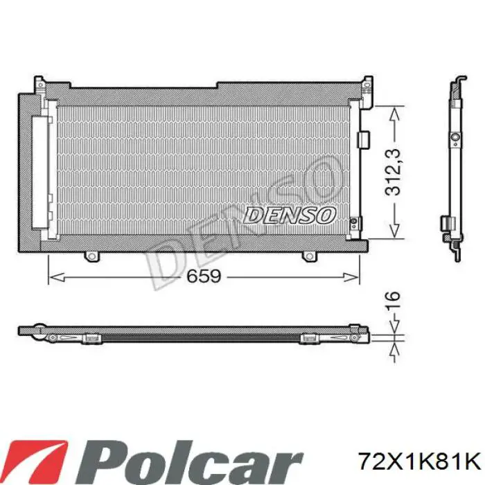 Радиатор кондиционера 72X1K81K Polcar