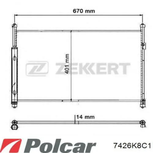 Condensador aire acondicionado 7426K8C1 Polcar