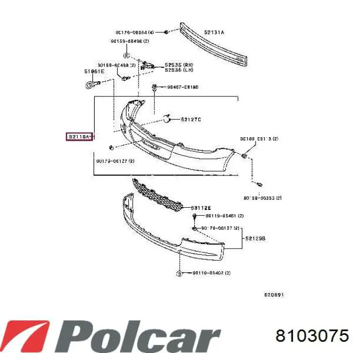 Купить 8103075 Polcar Бампер передний, нижняя часть