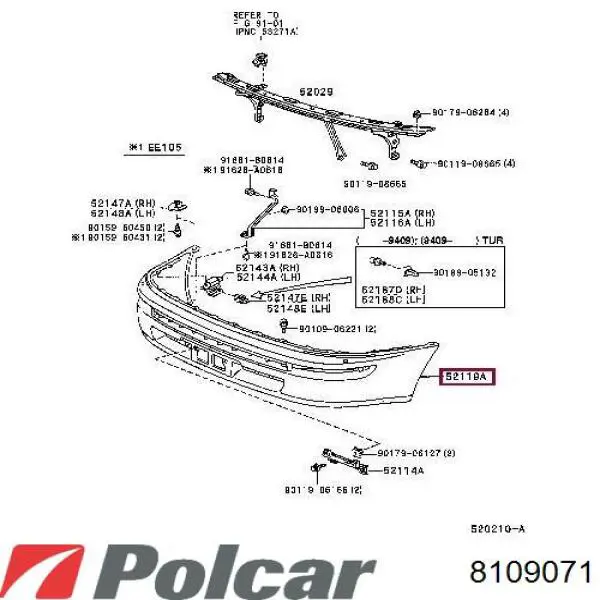 Бампер на авто Polcar 8109071 цена, от 37.89 USD