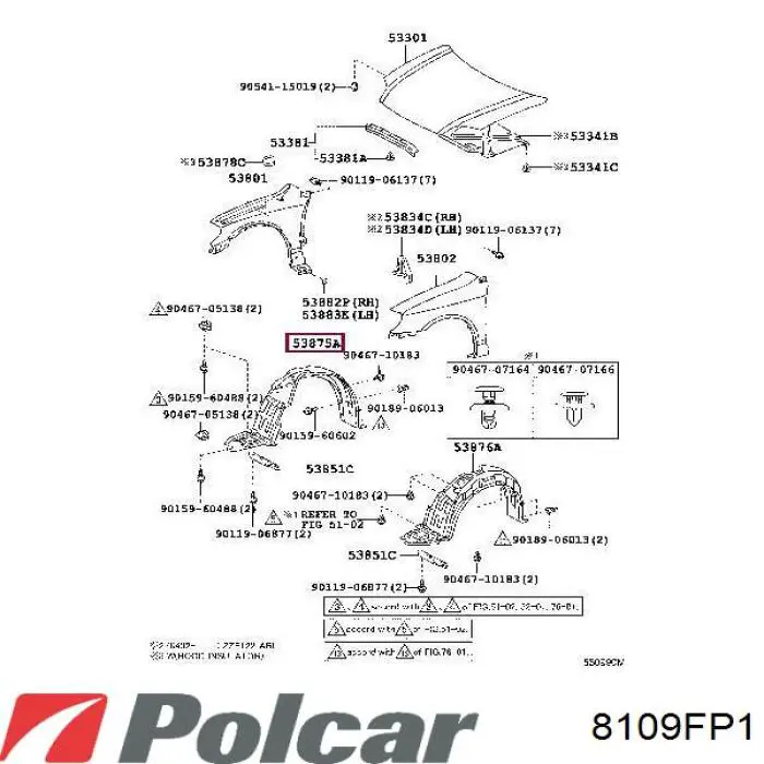 Подкрылок передний левый 8109FP1 Polcar
