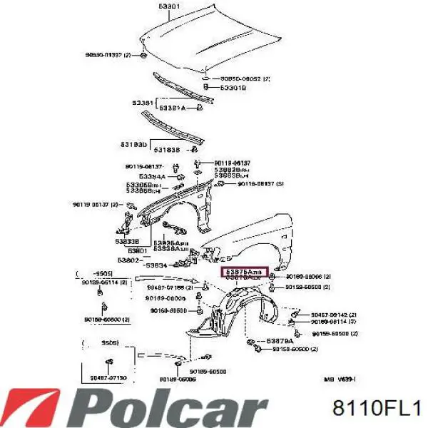 Купить 8110FL1 Polcar Подкрылок передний левый