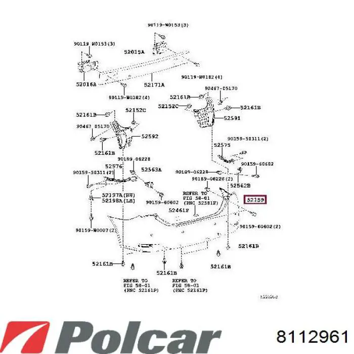 Задний бампер 521591A750 Toyota