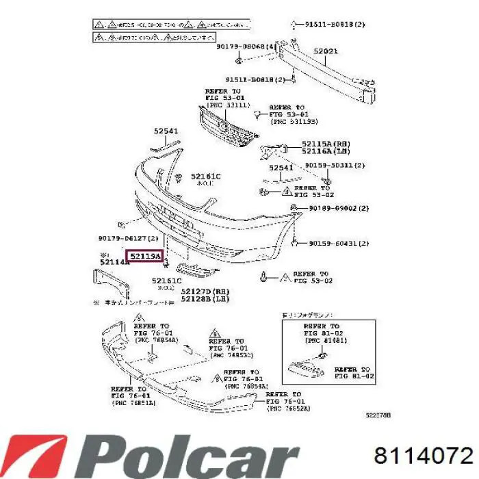 Бампер на авто Toyota 5211913912 цена, от 39.29 USD