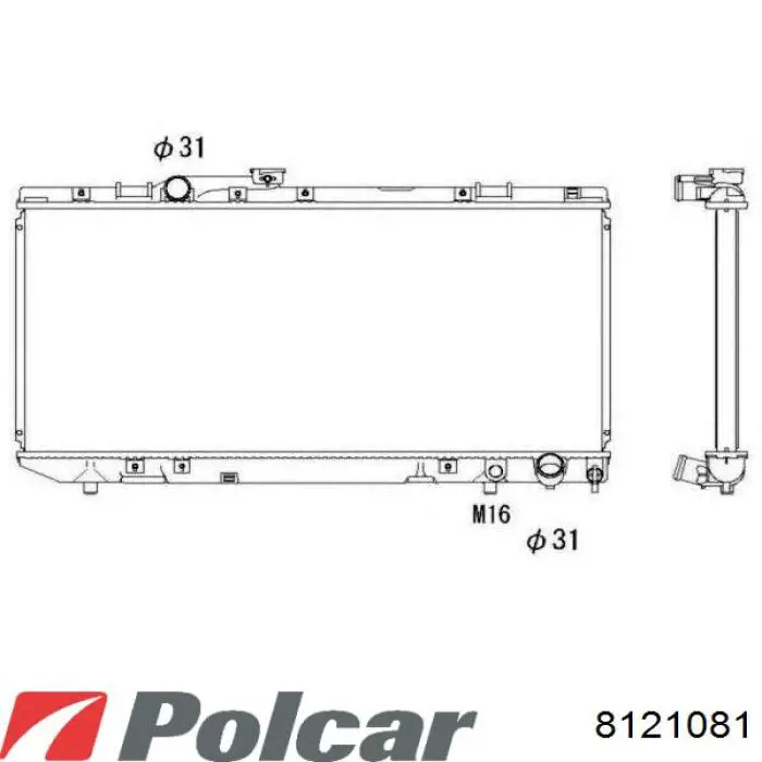 Купить 8121081 Polcar Радиатор водяной