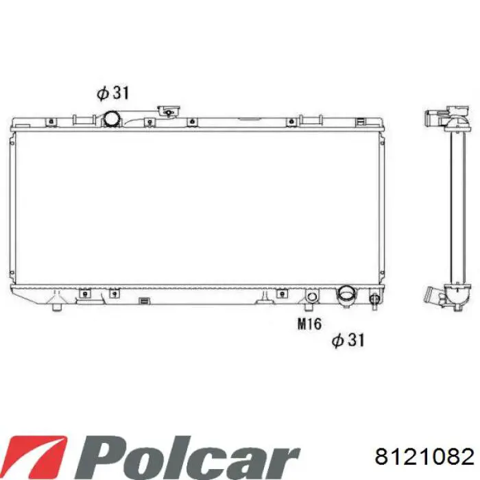 Радиатор охлаждения двигателя Polcar 8121082 цена, от 58.11 USD
