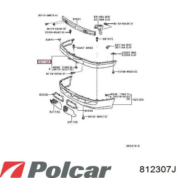 Pára-choque dianteiro 812307J Polcar