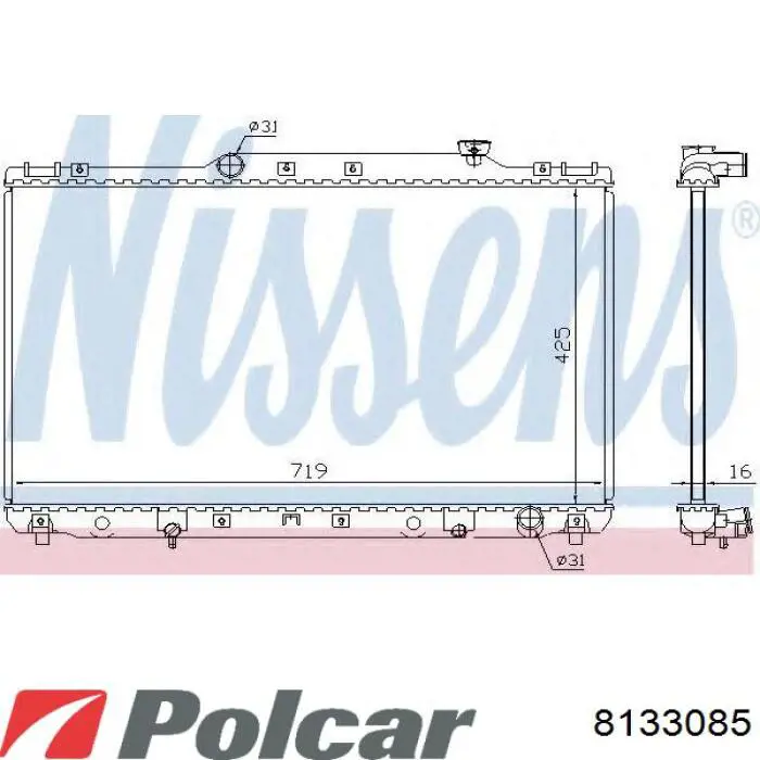 Купить 8133085 Polcar Радиатор водяной