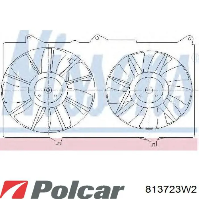 Купить 813723W2 Polcar Диффузор вентилятора в сборе с мотором и крыльчаткой
