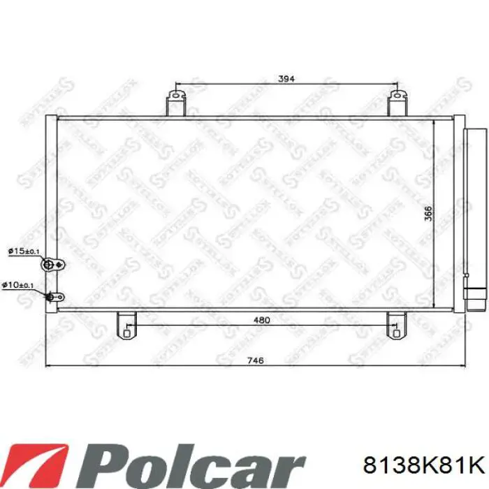 Конденсатор кондиционера Polcar 8138K81K цена, от 64.62 USD