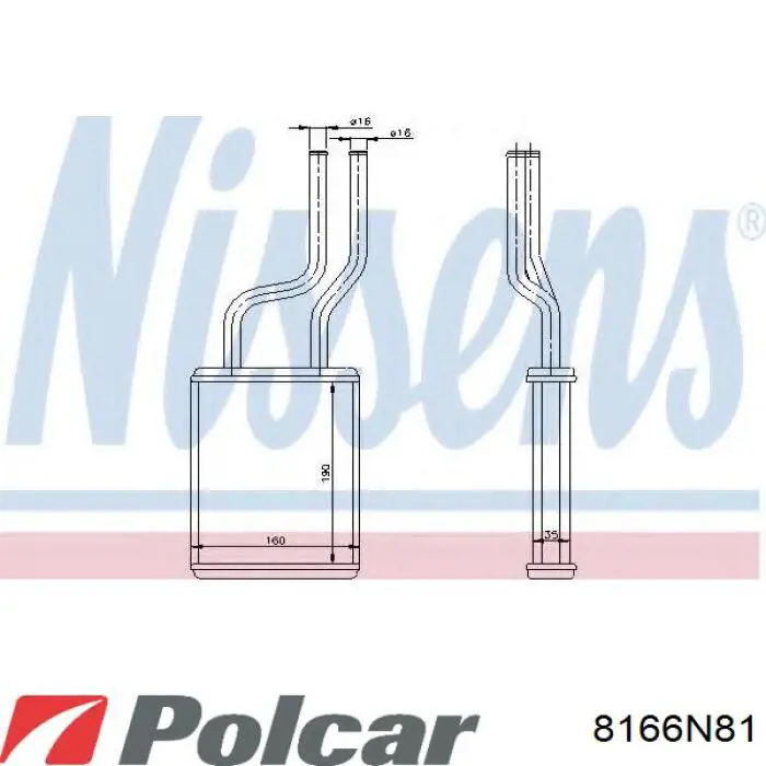 Радиатор печки (отопителя) Polcar 8166N81 цена, от 38.78 USD