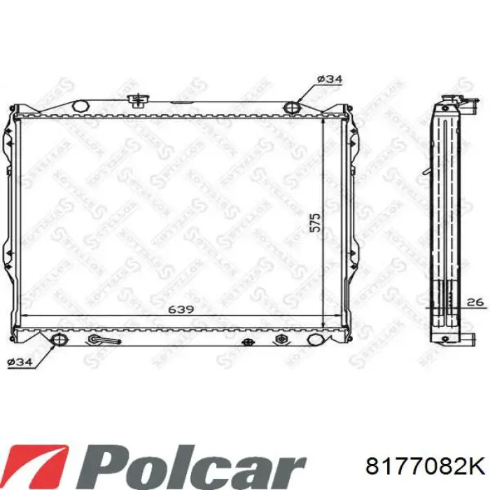 Радиатор охлаждения двигателя Polcar 8177082K цена, от 118.62 USD