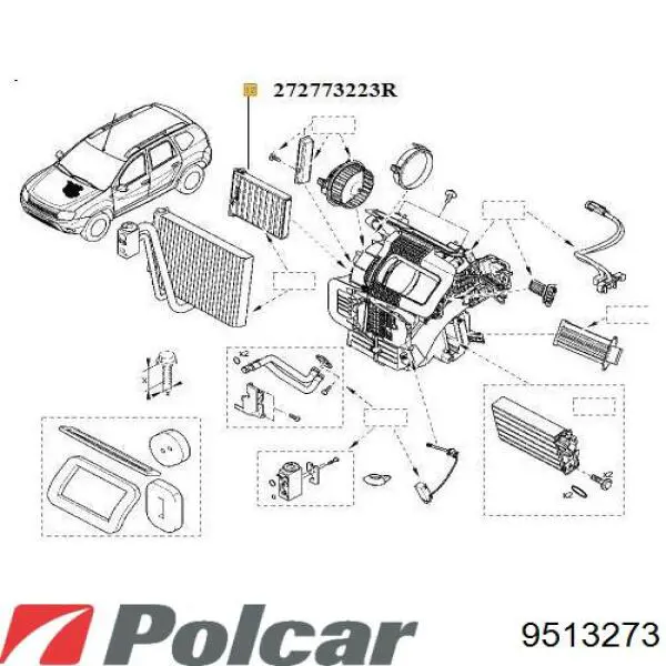 Заглушка (решетка) противотуманных фар бампера переднего левая 9513273 Polcar