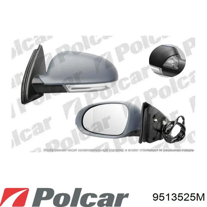 Левое боковое зеркало 9513525M Polcar
