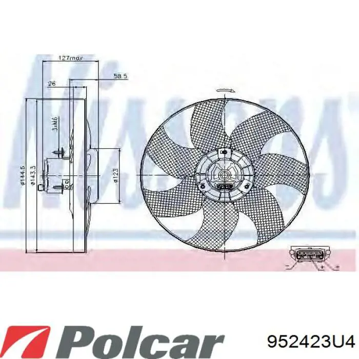 Ventilador (rodete +motor) refrigeración del motor con electromotor completo 952423U4 Polcar