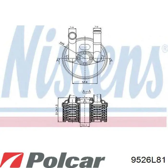 9526L8-1 Polcar радиатор масляный (холодильник, под фильтром)