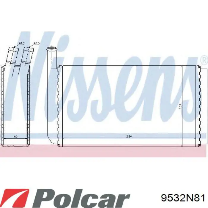 Radiador de calefacción 9532N81 Polcar