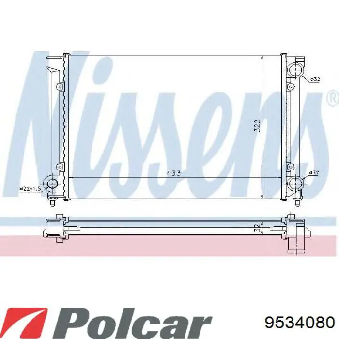 Купить 9534080 Polcar Радиатор водяной