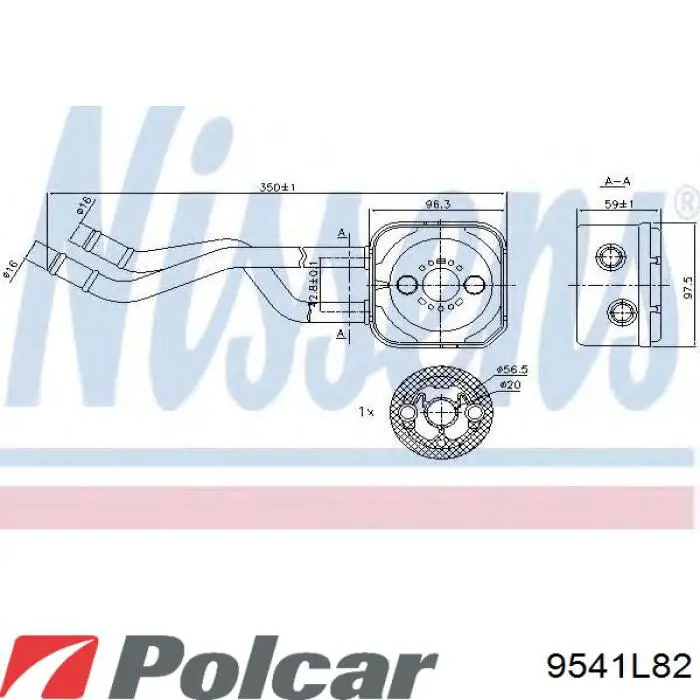 Радиатор масляный (холодильник), под фильтром 9541L82 Polcar