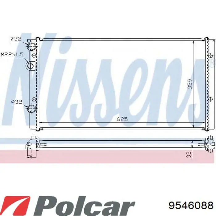 Купить 9546088 Polcar Радиатор водяной