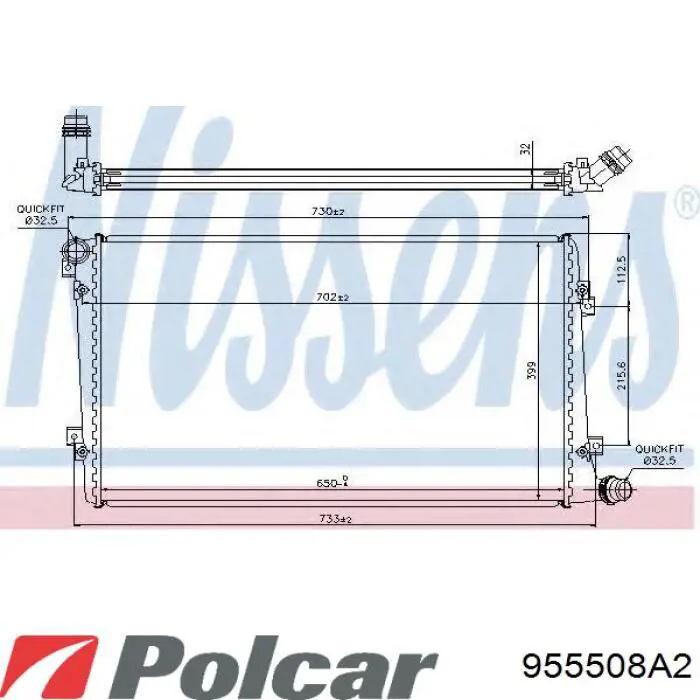 Radiador refrigeración del motor 955508A2 Polcar