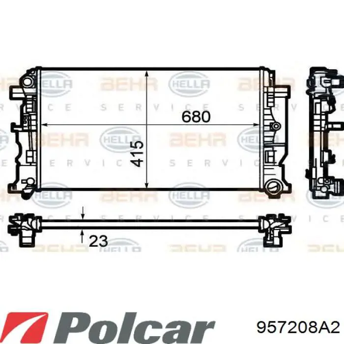 Купить 957208A2 Polcar Радиатор водяной
