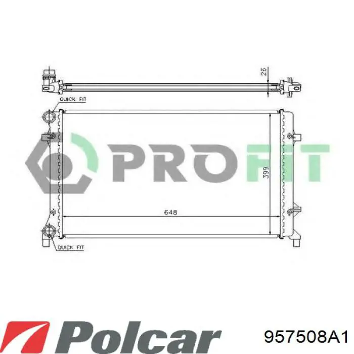 Радиатор охлаждения двигателя Polcar 957508A1 цена, от 53.02 USD