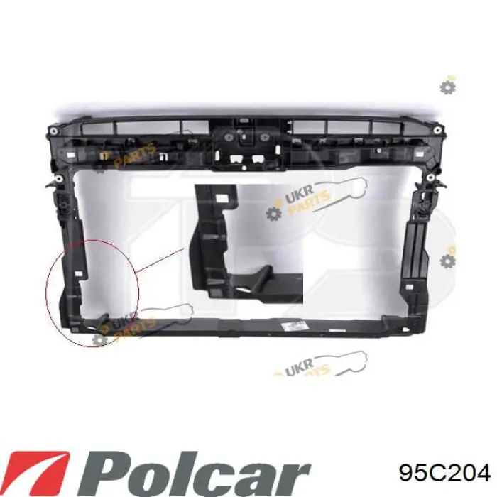 95C204 Polcar suporte do radiador montado (painel de montagem de fixação das luzes)