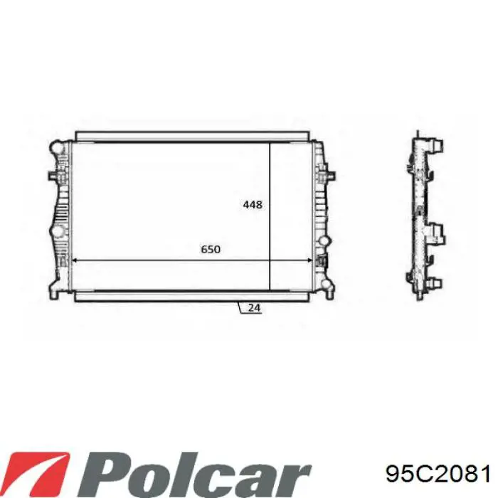 Радиатор охлаждения двигателя Polcar 95C2081 цена, от 44.07 USD