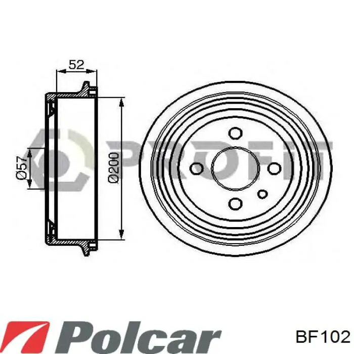Барабан тормозной задний Polcar BF102 цена, от 22.32 USD