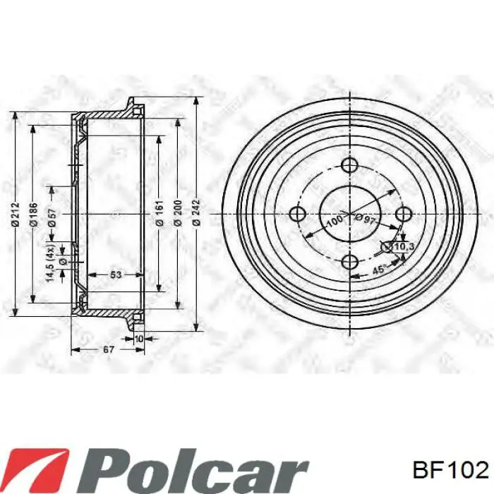 BF102 Polcar барабан тормозной задний