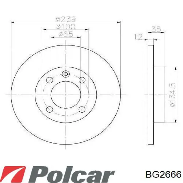 BG2666 Polcar диск тормозной задний