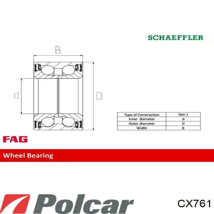 CX761 Polcar Подшипник ступицы передней