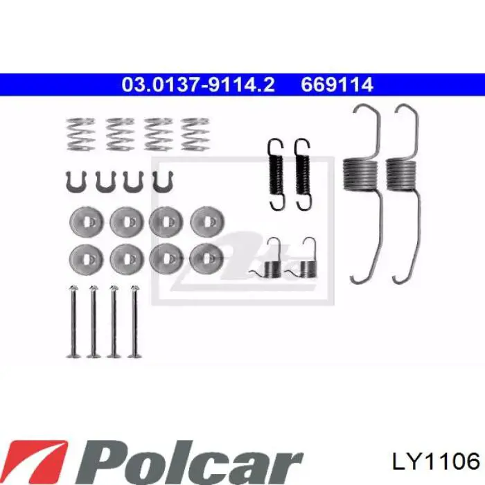 Монтажный комплект задних барабанных колодок Polcar LY1106