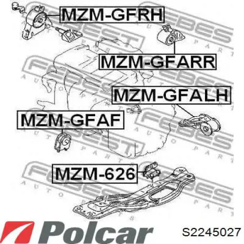 S2245027 Polcar подушка (опора двигателя задняя)
