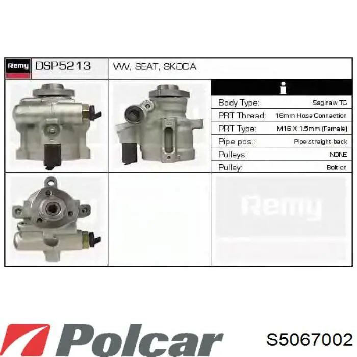 Bomba hidráulica de dirección S5067002 Polcar